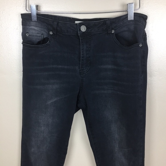 High Rise Black Raw Hem Frayed Skinny Jeans - Picture 2 of 8